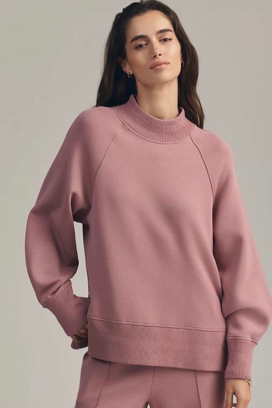 VARLEY DoubleSoft Loxley Raglan Boyfriend Mauve XS NWT Side Zip Sweatshirt $178